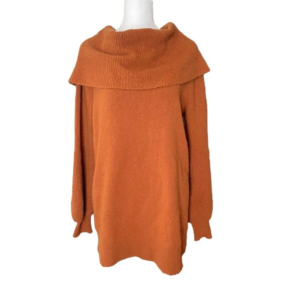 Anthropologie Small Cowl Neck Sweater Haven Wool Slouchy Yak Pumpkin - Picture 1 of 13